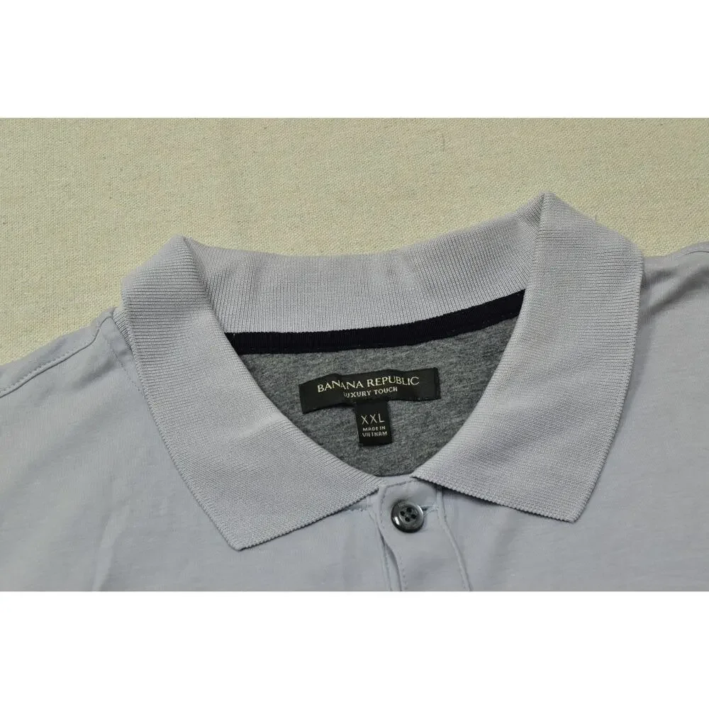 Banana Republic Luxury Touch Polo Shirt Men XXL Light Gray Short Sleeve 100% Cot